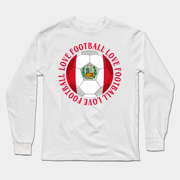 PERU- Peruvian Flag Football Soccer Icon Long Sleeve T-Shirt by IceTees